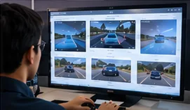 Researcher reviewing concept designs
