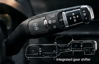 Redesigned steering column stalk with integrated gear shifter