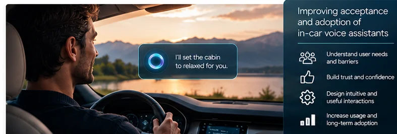 Voice assistant confirming it will set the cabin to relaxed